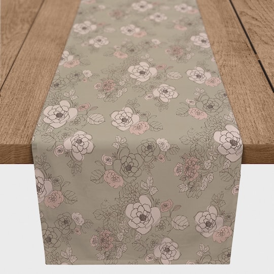 72" Intricate Floral Cotton Twill Runner